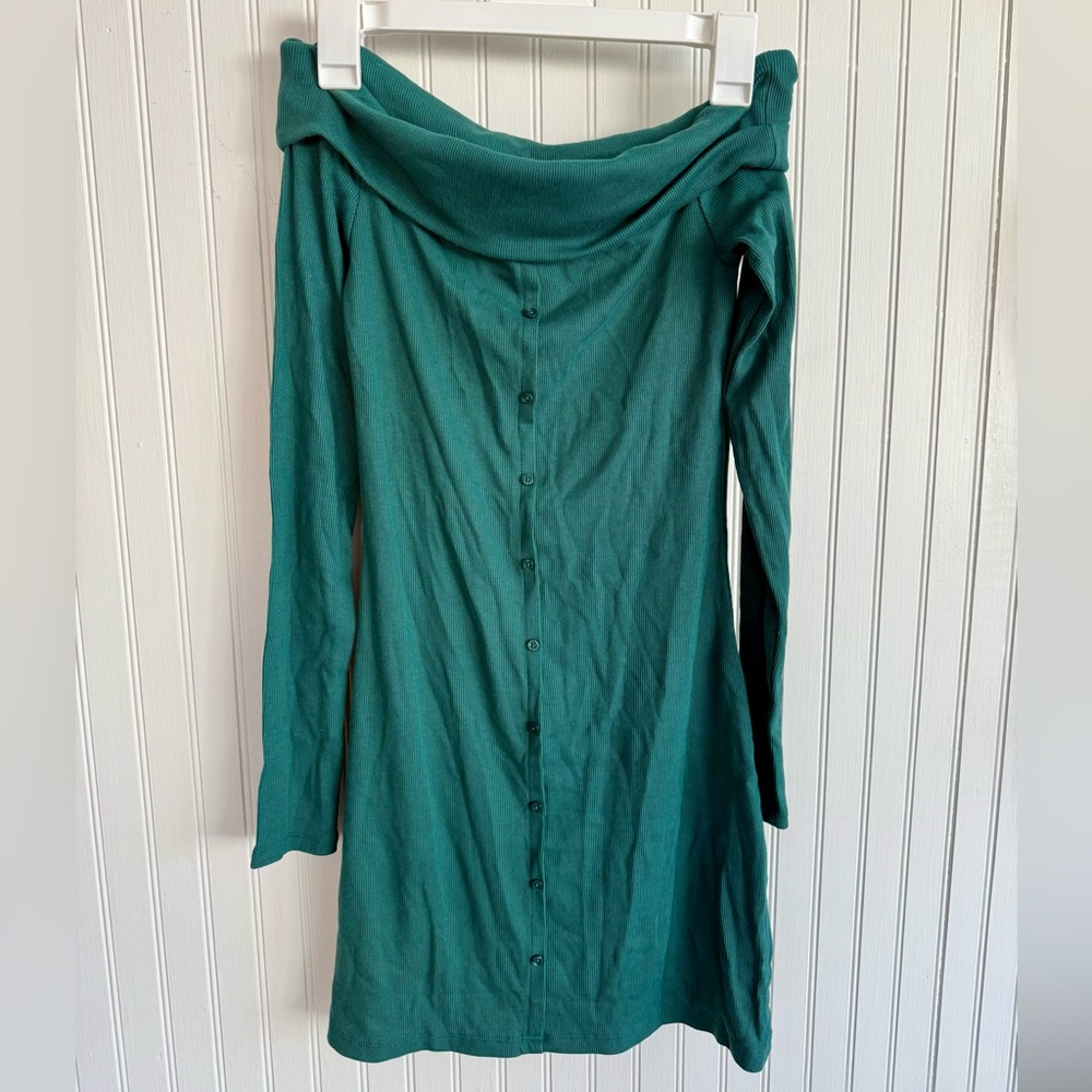 Wild Fable Green Ribbed Off the Shoulder Dress size Small NWT